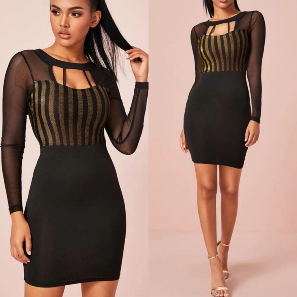 Glitter Sheer Bodycon Dress